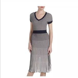 BCBGMaxazria Bella Navy White Stripe Dress Size M